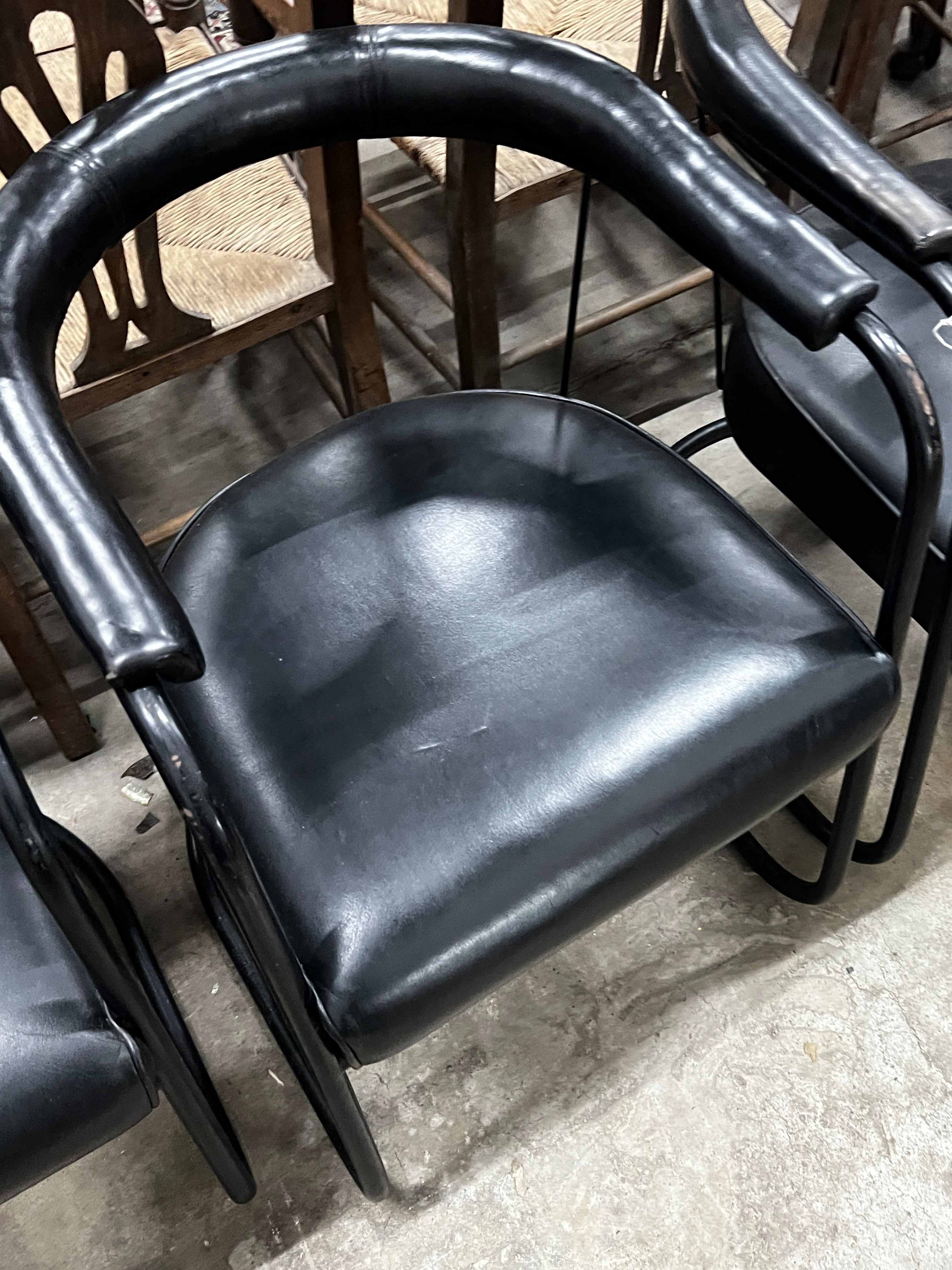 Four cantilever tub chairs by Oliver Percy Bernard, width 54cm, depth 60cm, height 76cm